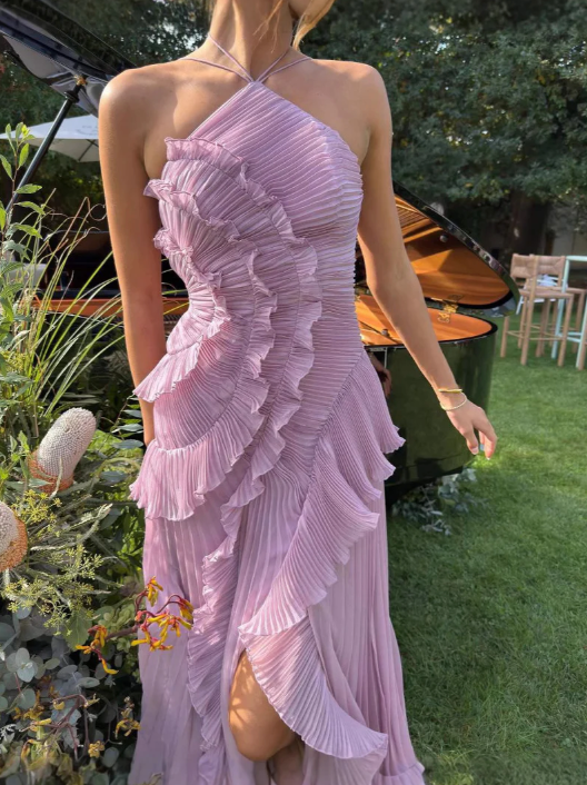 Perdita | Women's Halter Pleated Maxi Dress