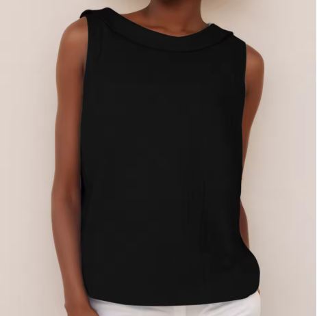 Maria | Women's Sleeveless Roll Collar Top