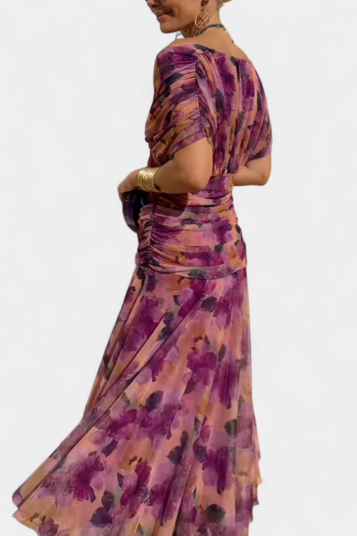 Florendra | Women's Off Shoulder V-Neck Midi Dress