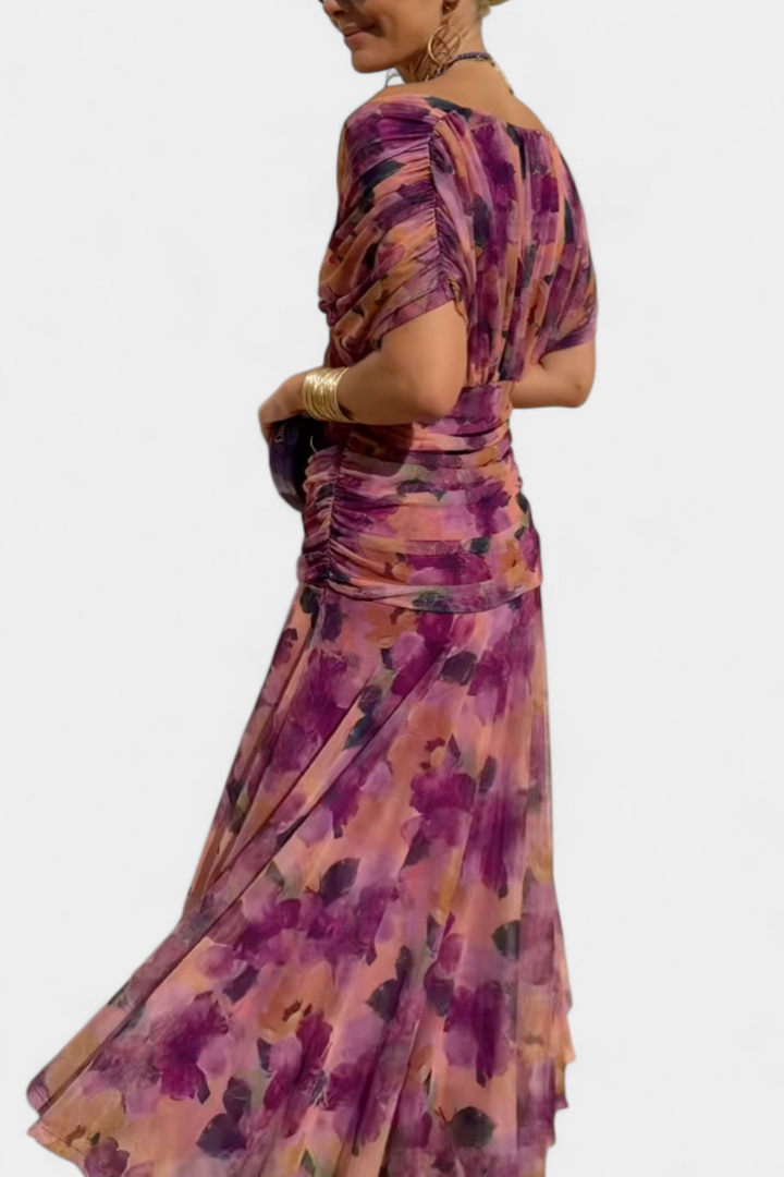 Florendra | Women's Off Shoulder V-Neck Midi Dress