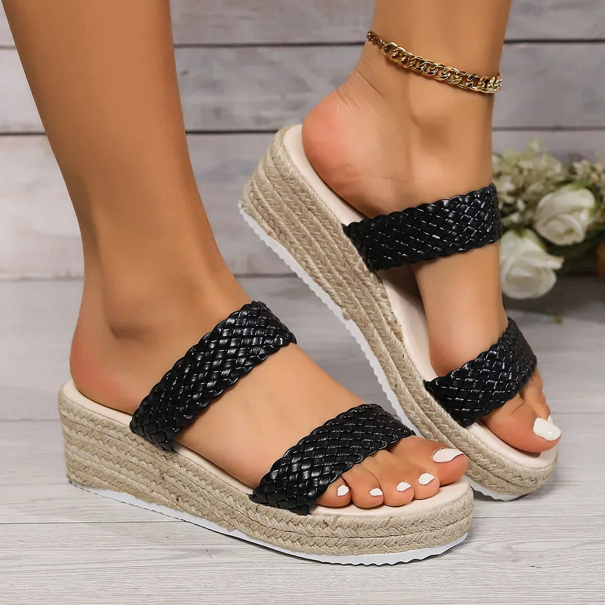 Finn | Women's Woven Double Strap Espadrille Platform Sandals