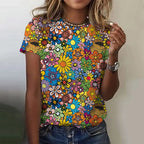 Jarlath | Women's Bold Floral Graphic Short Sleeve T-Shirt