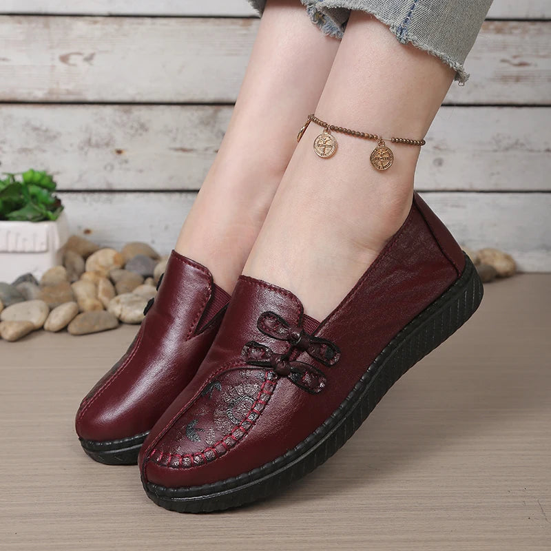 Odessa | Women's Stylish Leather Mary Janes with Embroidered Detail