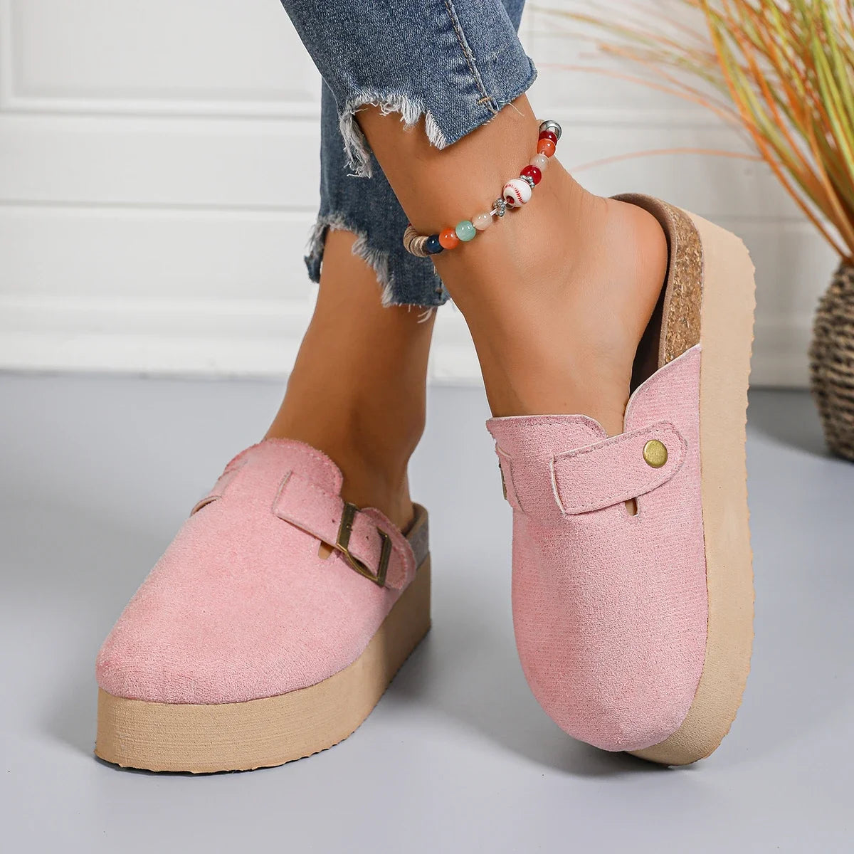 Maeva | Women's Platform Slide in Clogs with Buckle Detail
