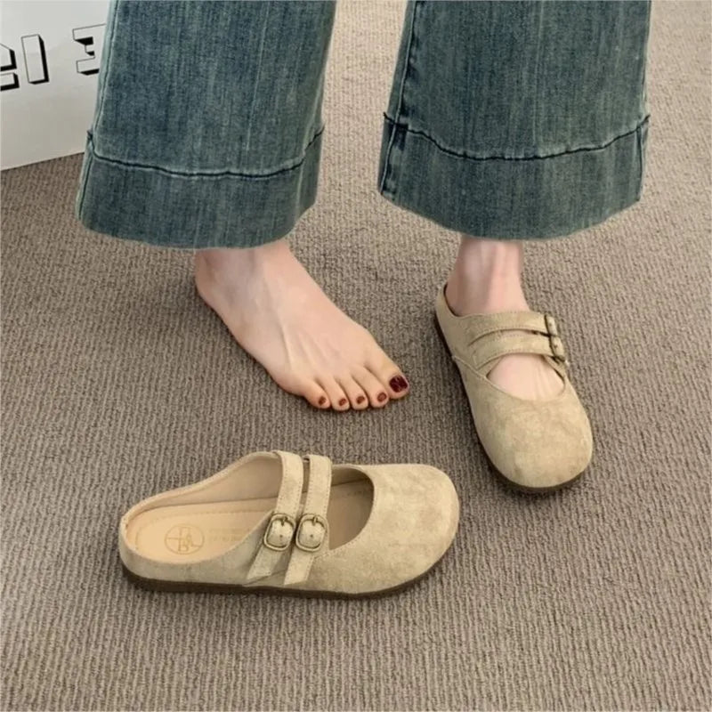Niamh | Women's Casual Slip-On Suede Clogs with Buckle Detail