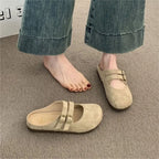 Niamh | Women's Casual Slip-On Suede Clogs with Buckle Detail