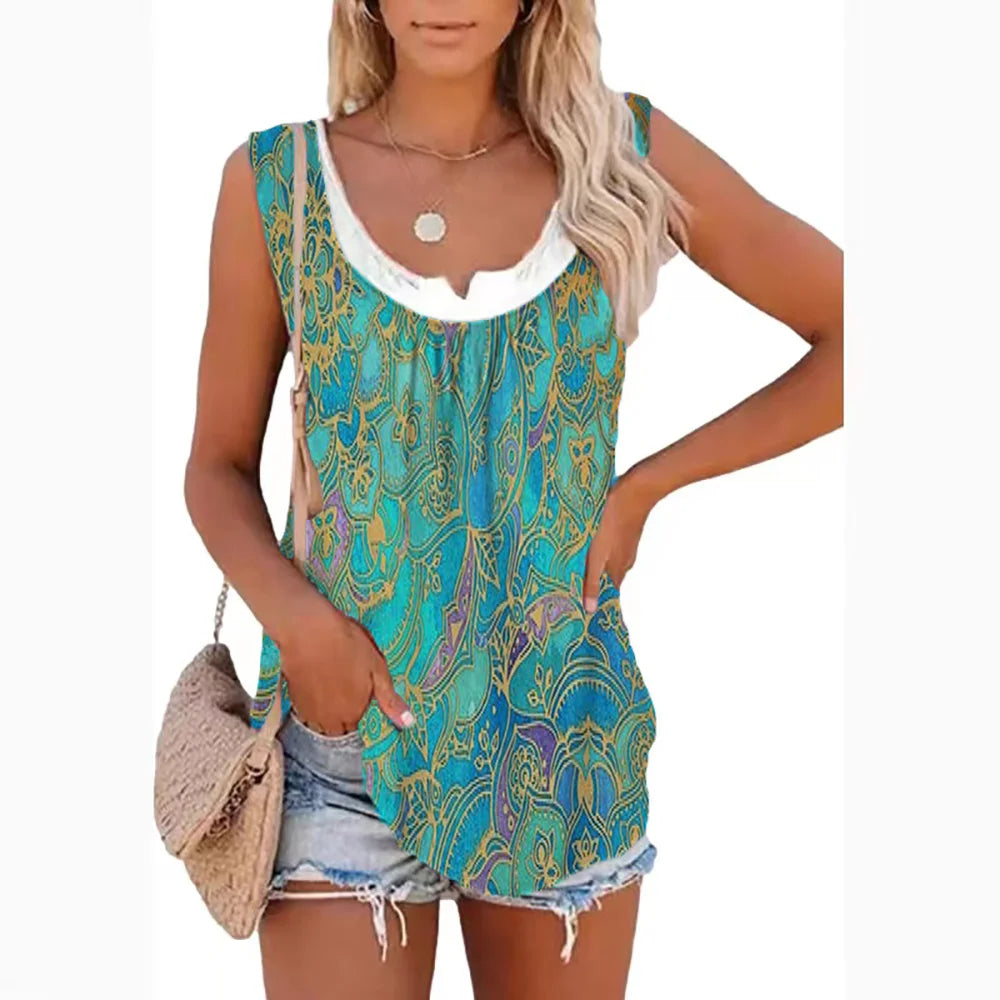 Urien | Women's Casual Printed Camisole Summer Vest Top