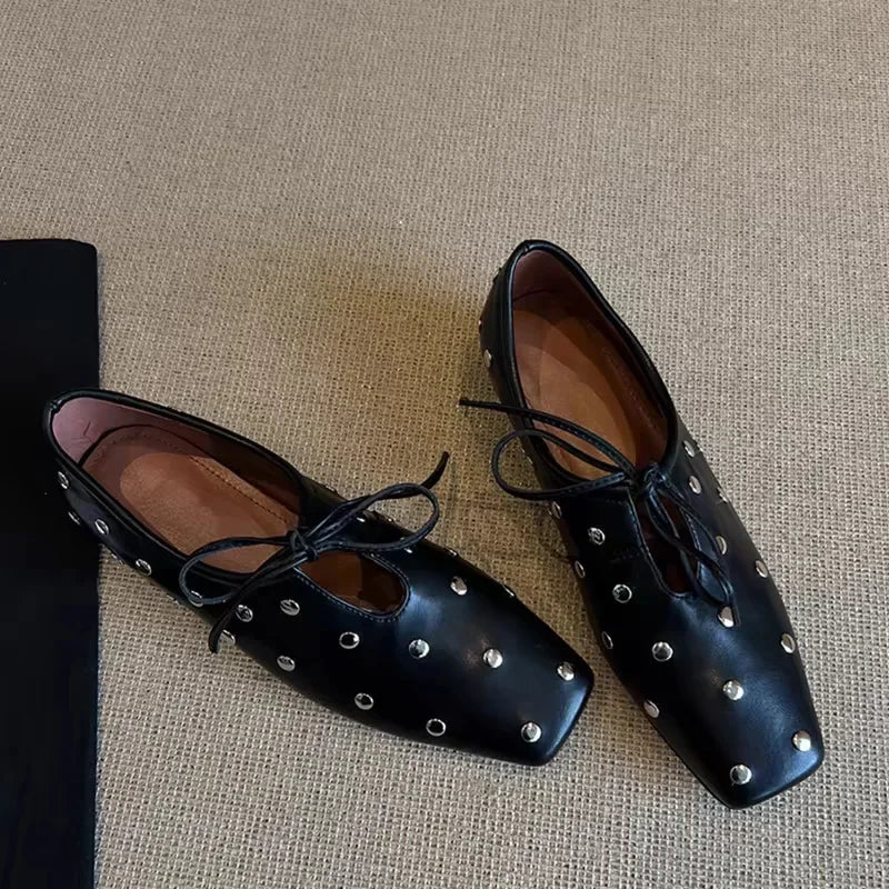 Sanne | Women's Chic Mary Janes with Stud Detailing and Square Toe
