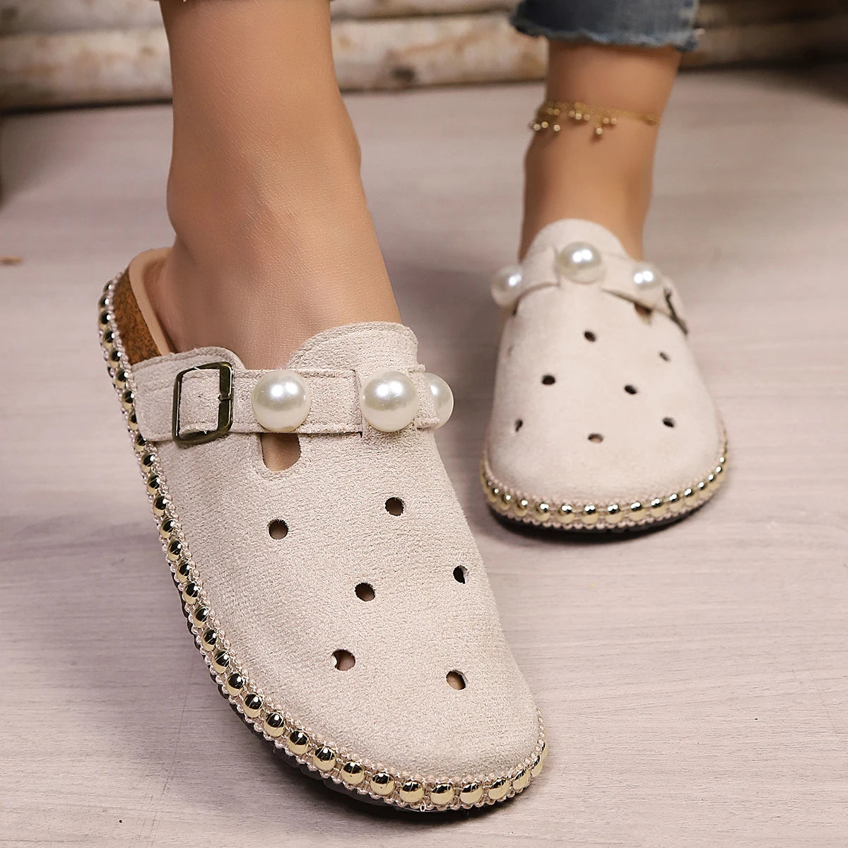 Daphne | Women's Classic Croc Sandals with Pearl Accent