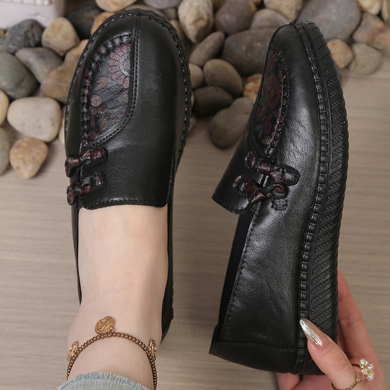 Odessa | Women's Stylish Leather Mary Janes with Embroidered Detail
