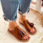 Oberon | Women's Tassel Espadrille Flat Slide Sandals