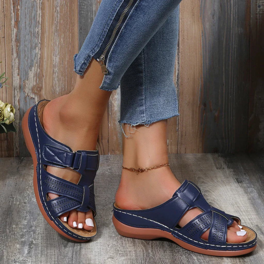 Cillian | Women's Cut-Out T-Bar Wedge Sandals