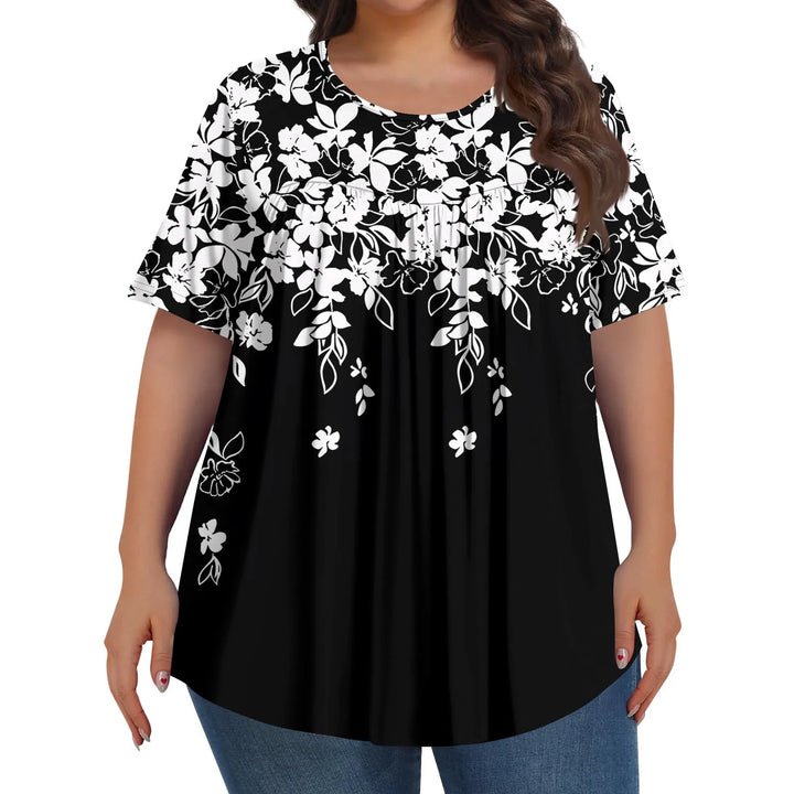 Sorley | Women's Floral Graphic Color Block Short Sleeve Top