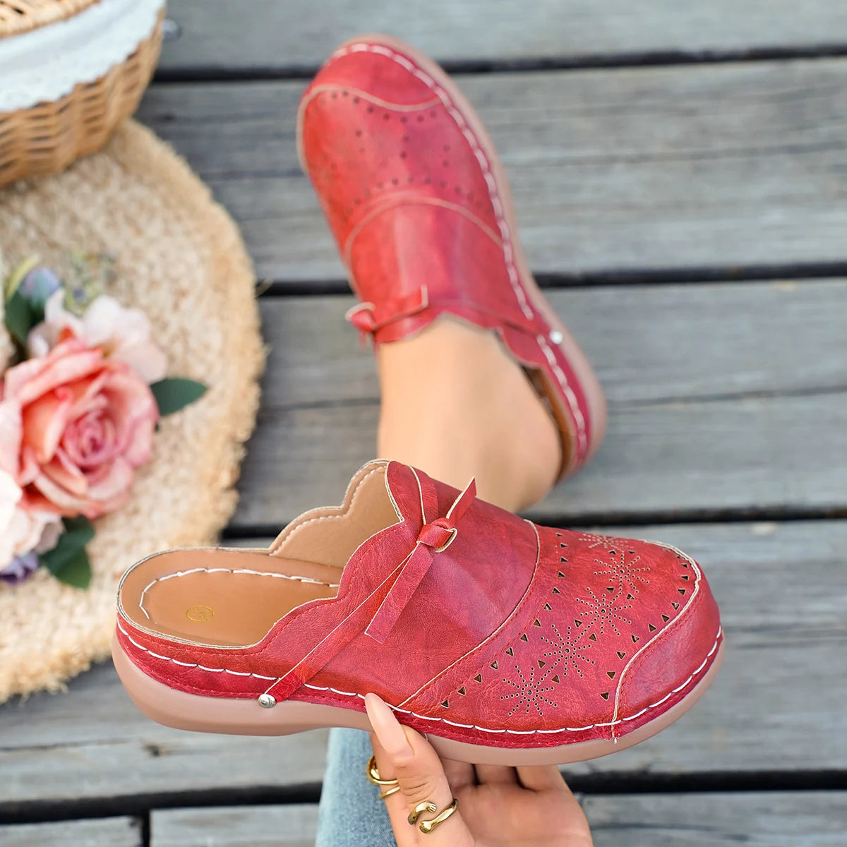 Briar | Women's Stylish Clog Slip Ons with Perforated Detail