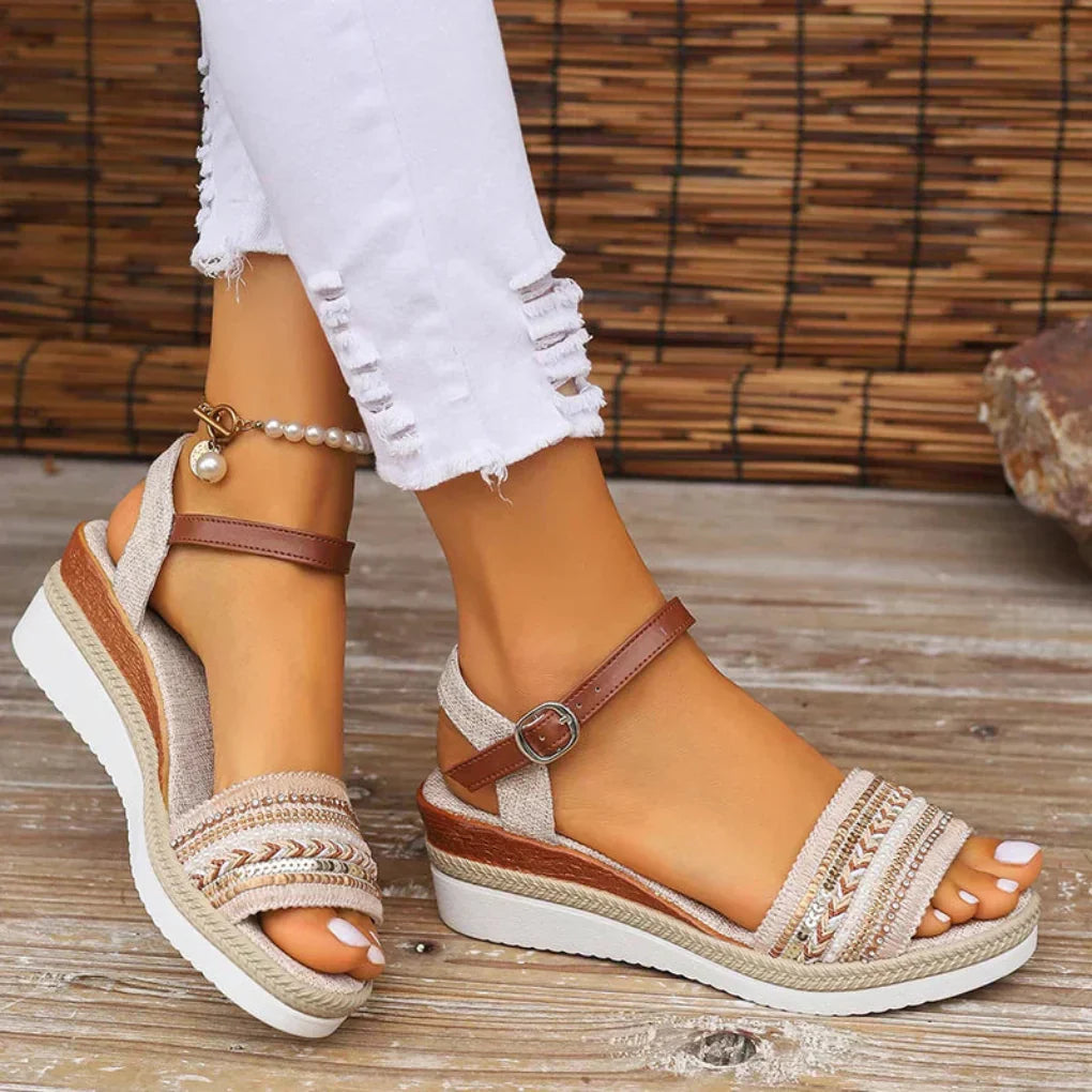 Lyssara | Women's Embellished Boho Wedge Sandals