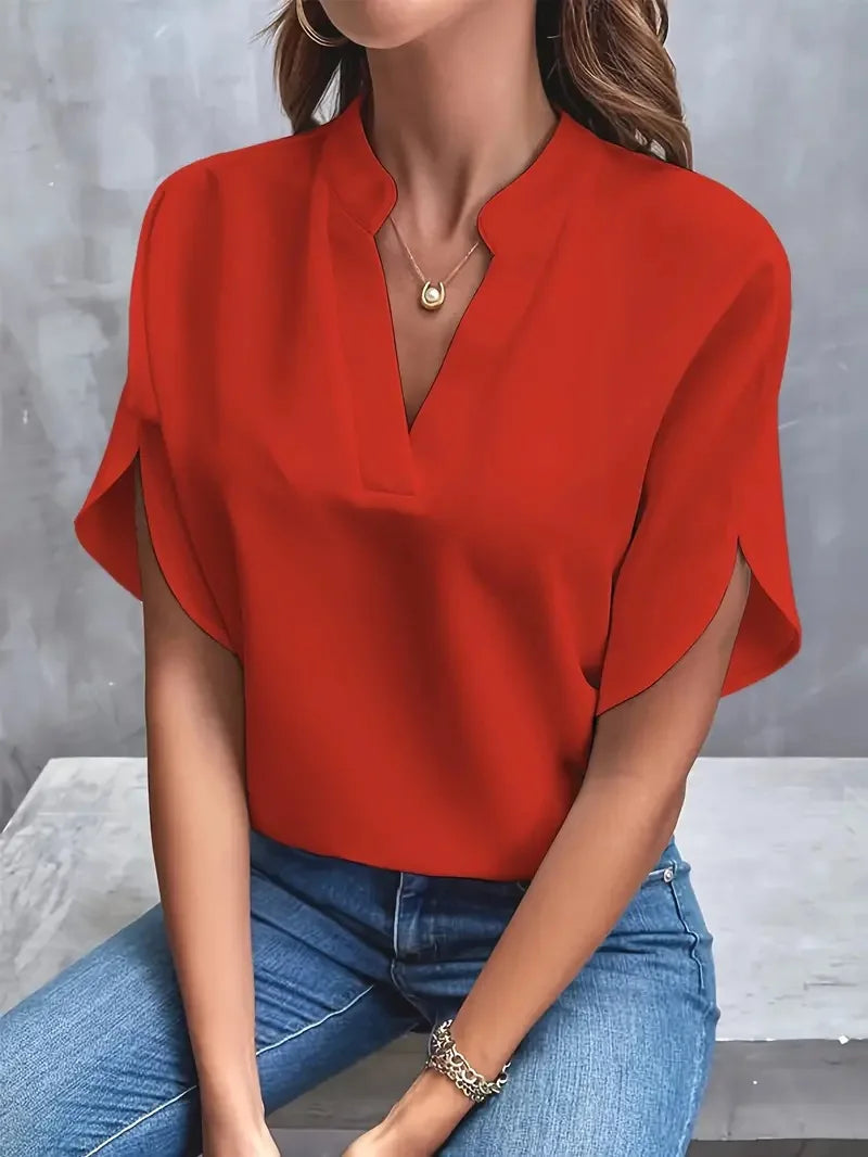 Genevieve | Women's Stylish V-Neck Flowy Blouse