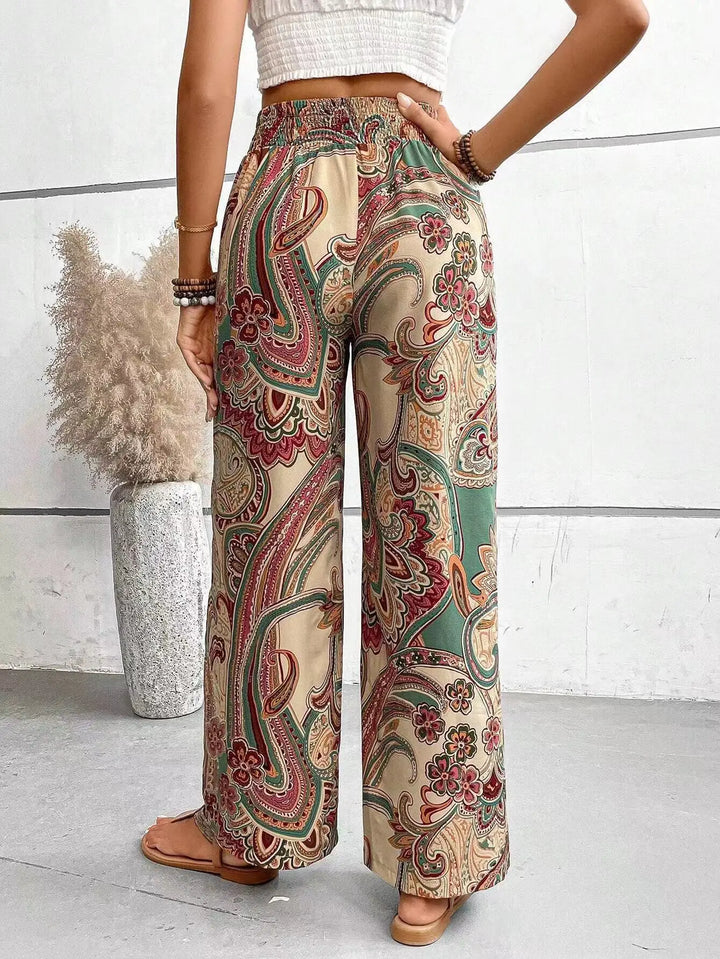 Grace & Jess | Vintage Printed Wide-leg Pants