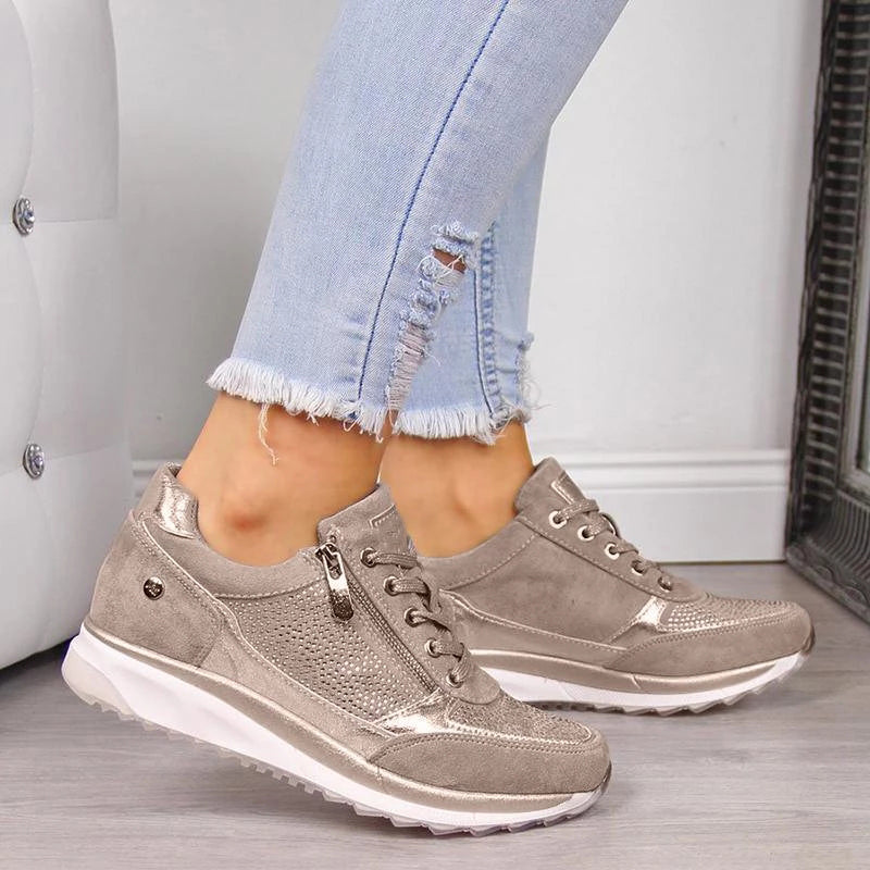 Ingrid | Women's Orthopedic Zip-Up Lace Sneakers