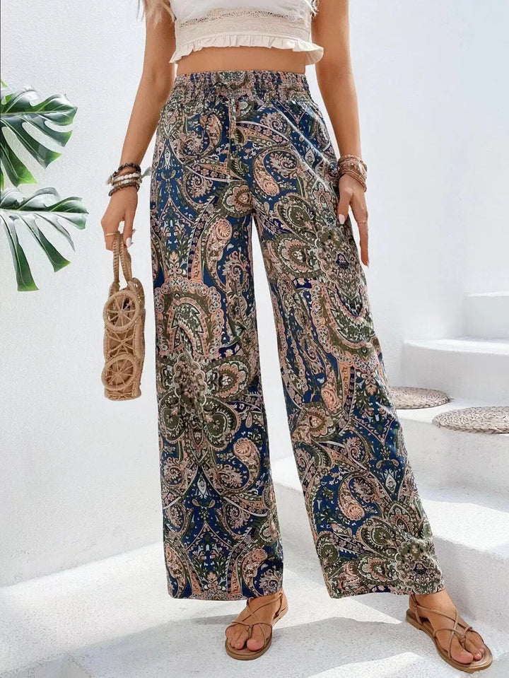 Grace & Jess | Vintage Printed Wide-leg Pants