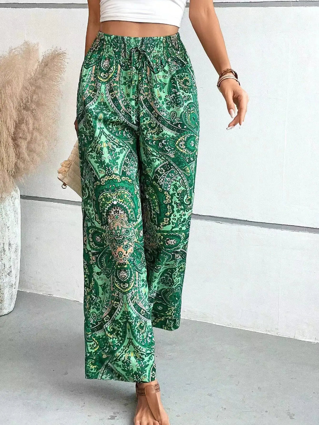 Grace & Jess | Vintage Printed Wide-leg Pants