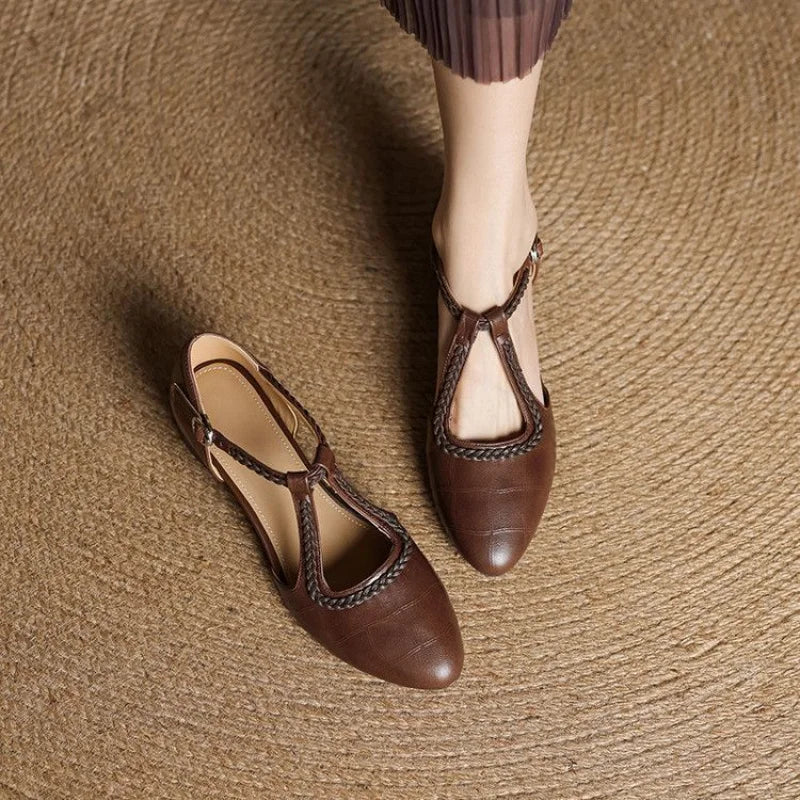 Idalia | Women's Classic Leather Mary Janes with T-Strap Design