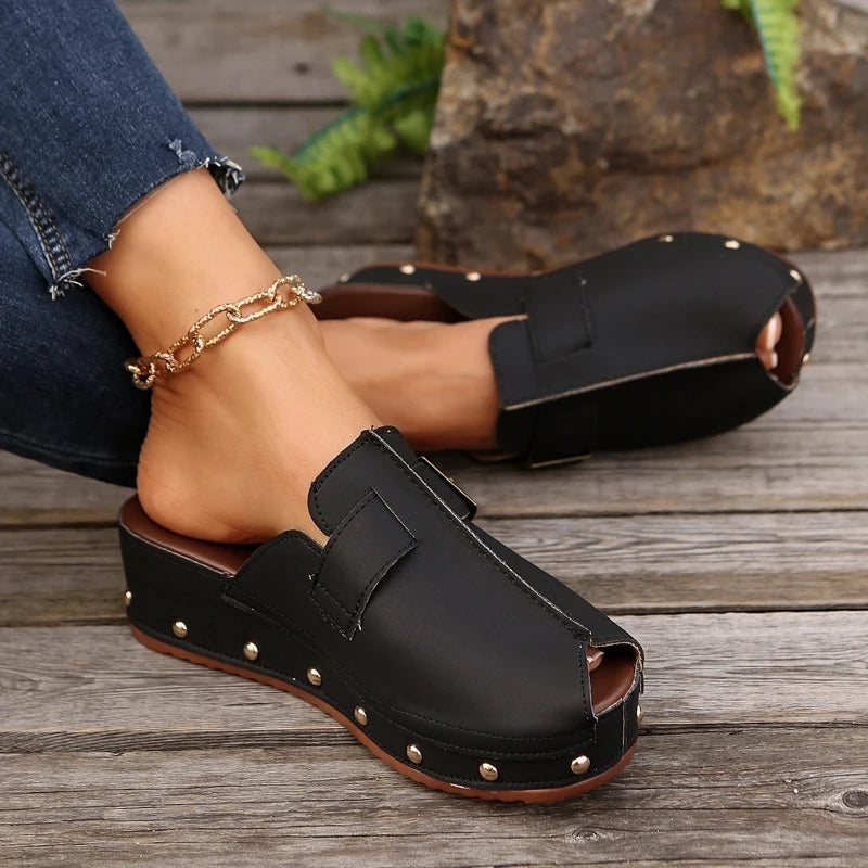 Aurora | Women's Open Front Slip-On Clogs with Buckle Detail