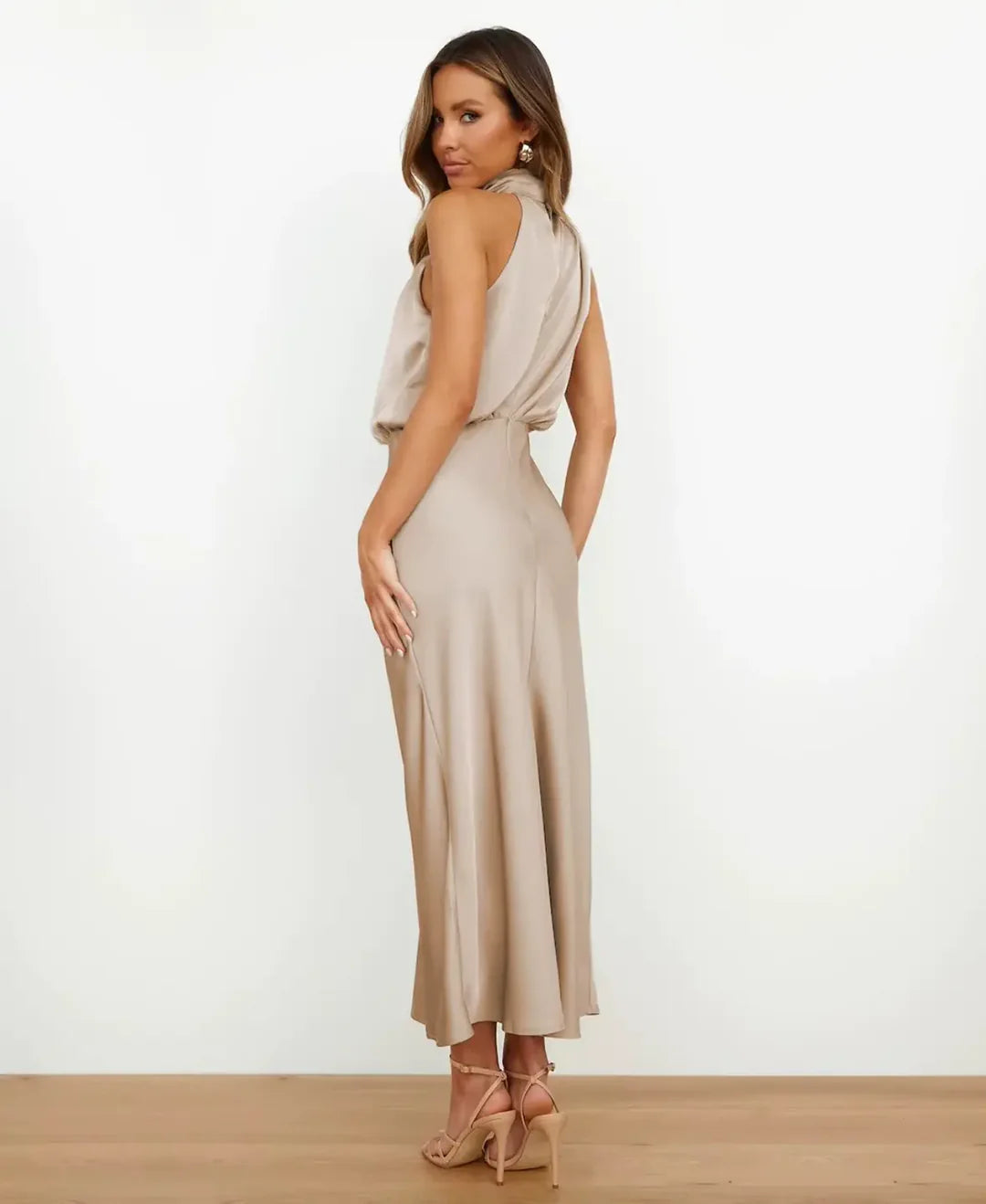Solène | Women's Draped Elegant Midi Dress