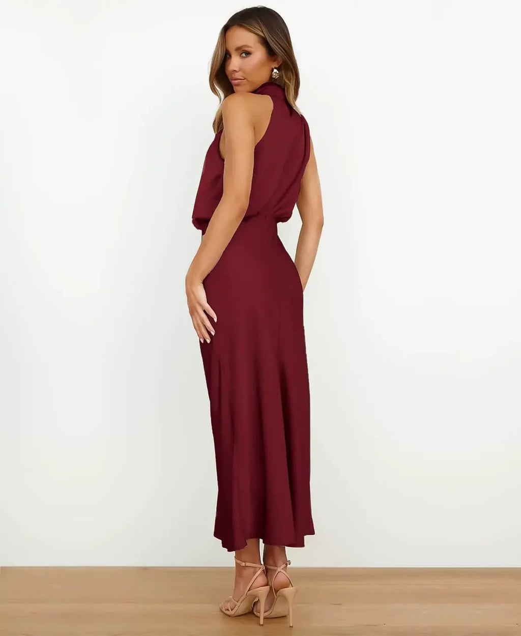 Solène | Women's Draped Elegant Midi Dress