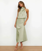 Solène | Women's Draped Elegant Midi Dress