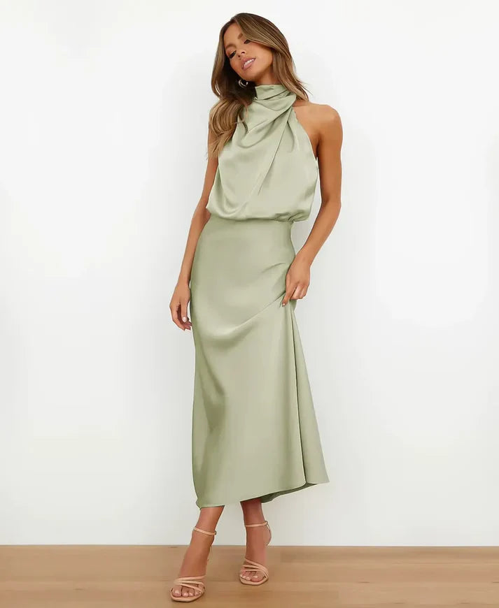 Solène | Women's Draped Elegant Midi Dress