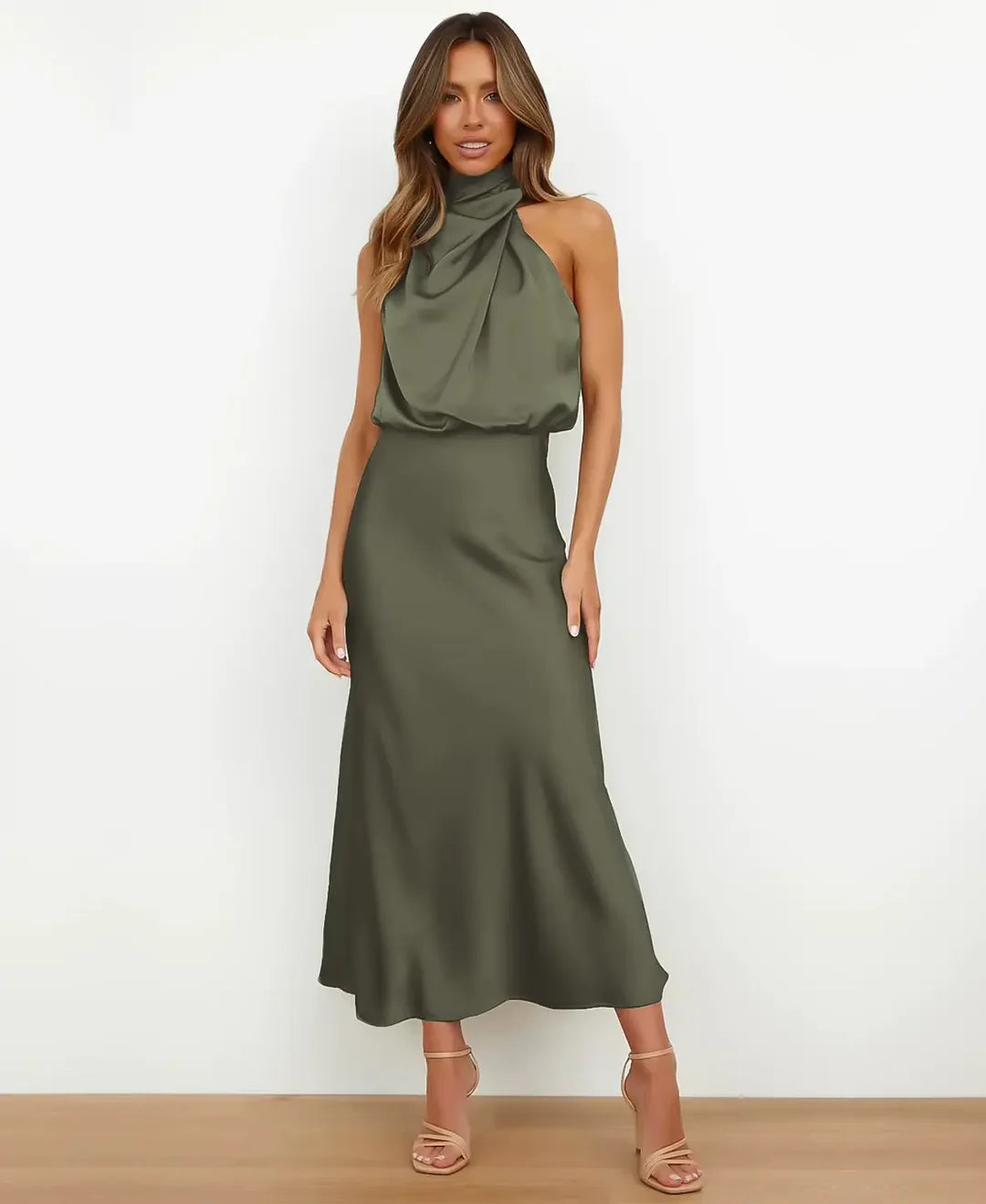 Solène | Women's Draped Elegant Midi Dress
