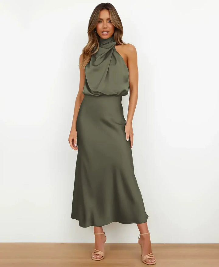 Solène | Women's Draped Elegant Midi Dress