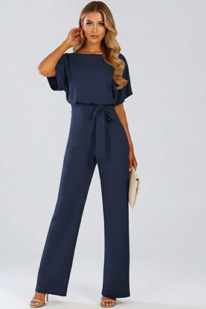 Zorina | Women's Batwing Sleeve Belted Wide Leg Jumpsuit