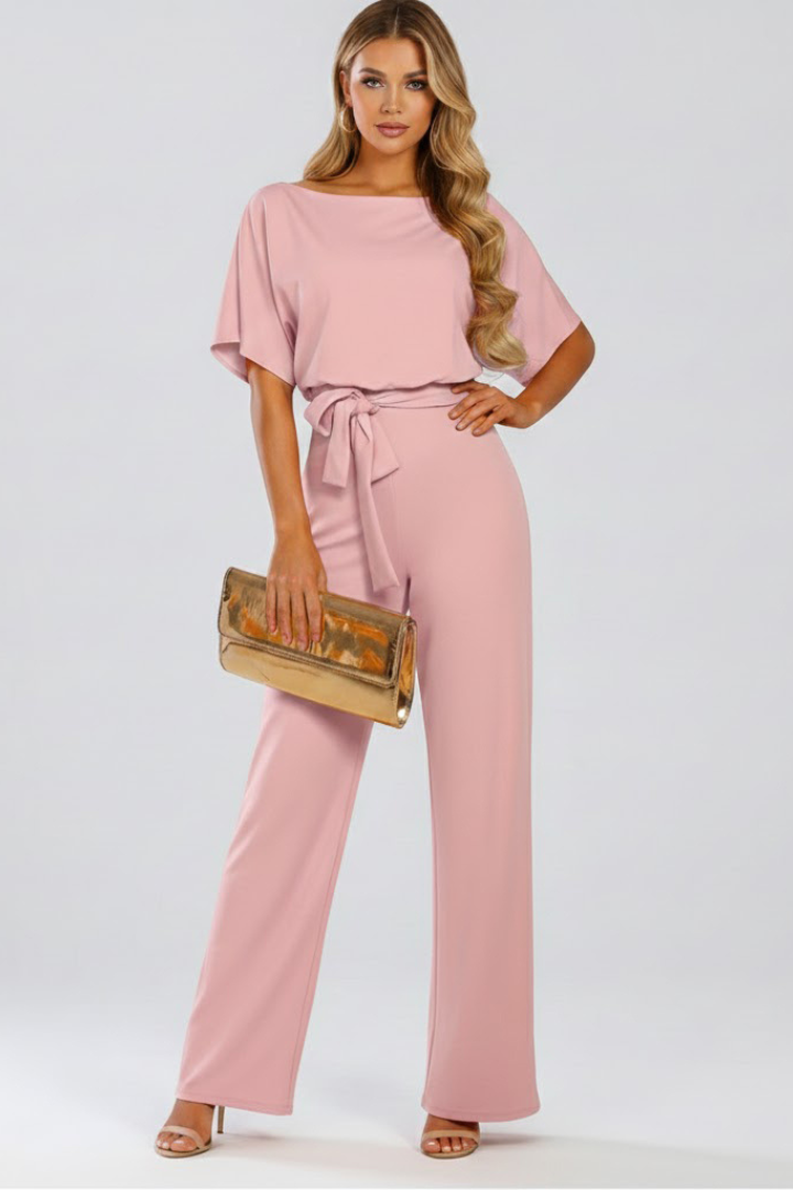 Zorina | Women's Batwing Sleeve Belted Wide Leg Jumpsuit