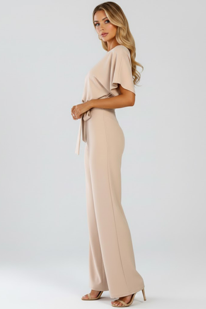 Zorina | Women's Batwing Sleeve Belted Wide Leg Jumpsuit