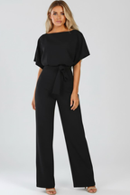 Zorina | Women's Batwing Sleeve Belted Wide Leg Jumpsuit