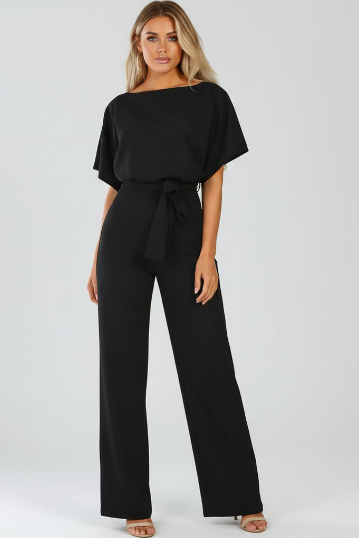 Zorina | Women's Batwing Sleeve Belted Wide Leg Jumpsuit