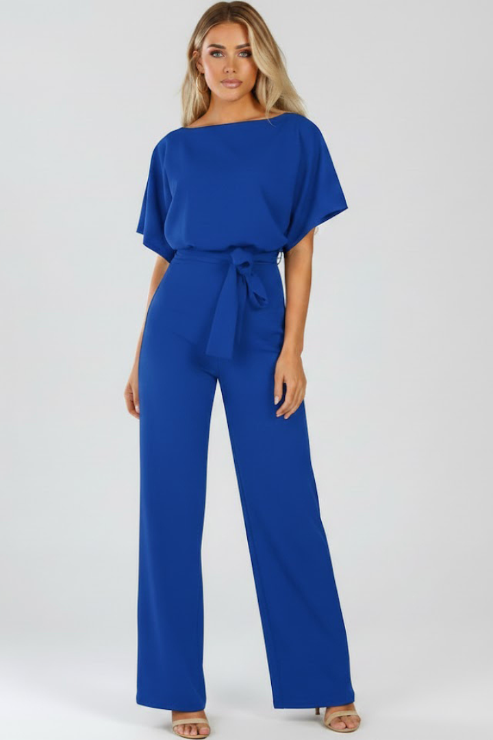Zorina | Women's Batwing Sleeve Belted Wide Leg Jumpsuit
