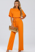 Zorina | Women's Batwing Sleeve Belted Wide Leg Jumpsuit