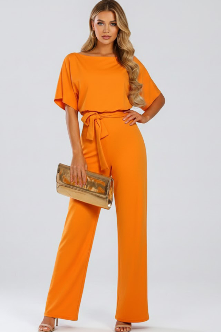 Zorina | Women's Batwing Sleeve Belted Wide Leg Jumpsuit