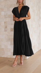 Lucasta | Women's Pleated V Neck Maxi Dress