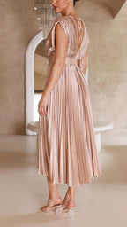 Lucasta | Women's Pleated V Neck Maxi Dress