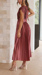 Lucasta | Women's Pleated V Neck Maxi Dress