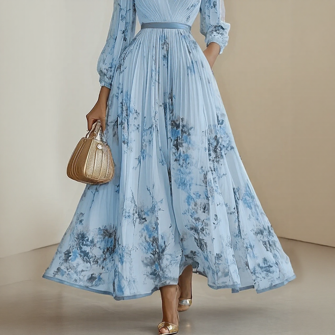 Rowella | Women's Pleated V-Neck Maxi Dress