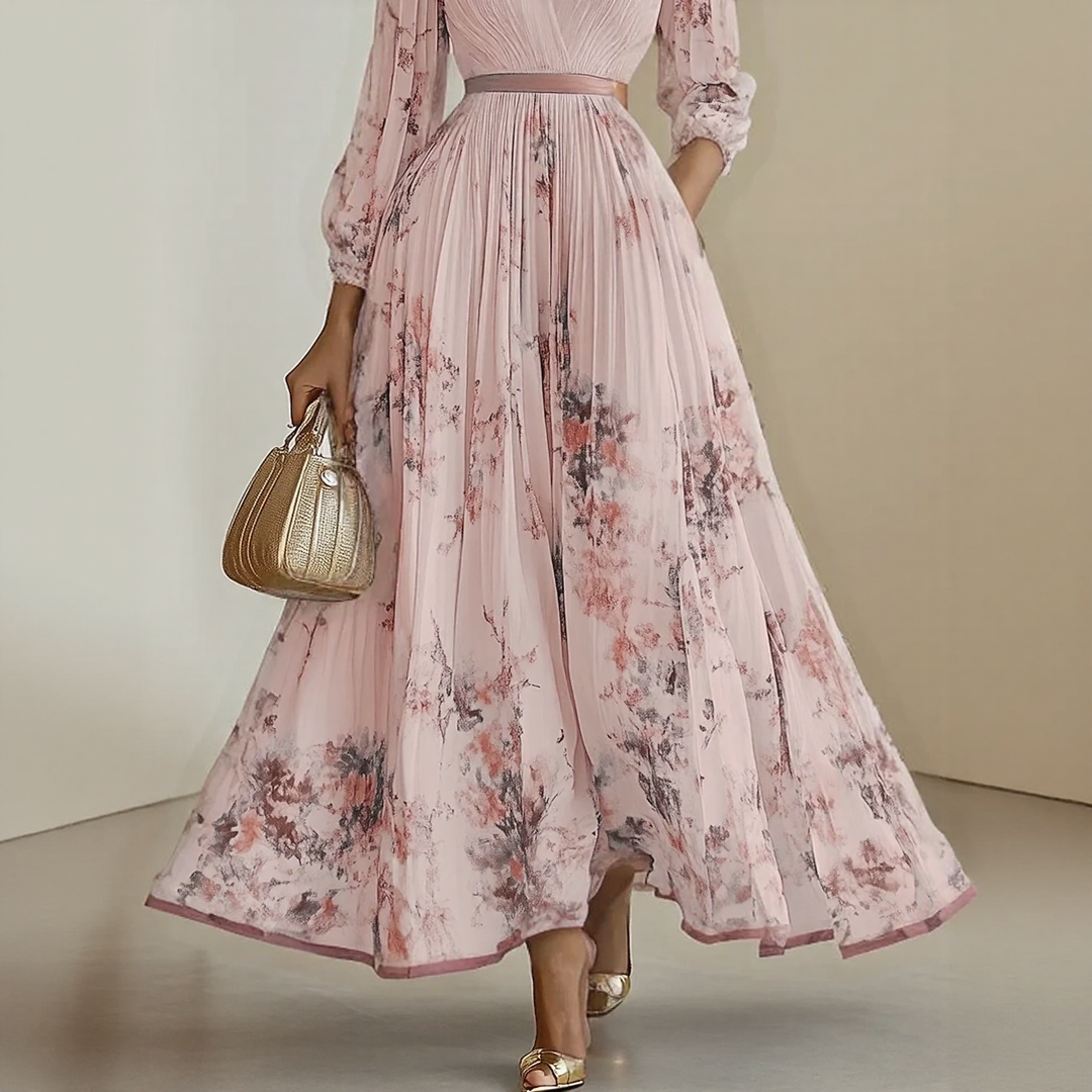 Rowella | Women's Pleated V-Neck Maxi Dress