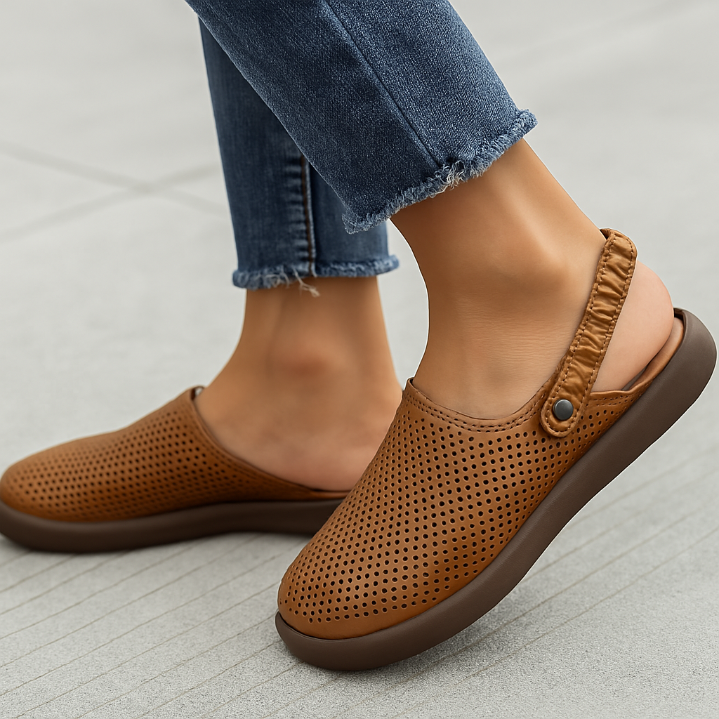 Fern | Women's Casual Perforated Slip-On Mule Sandals