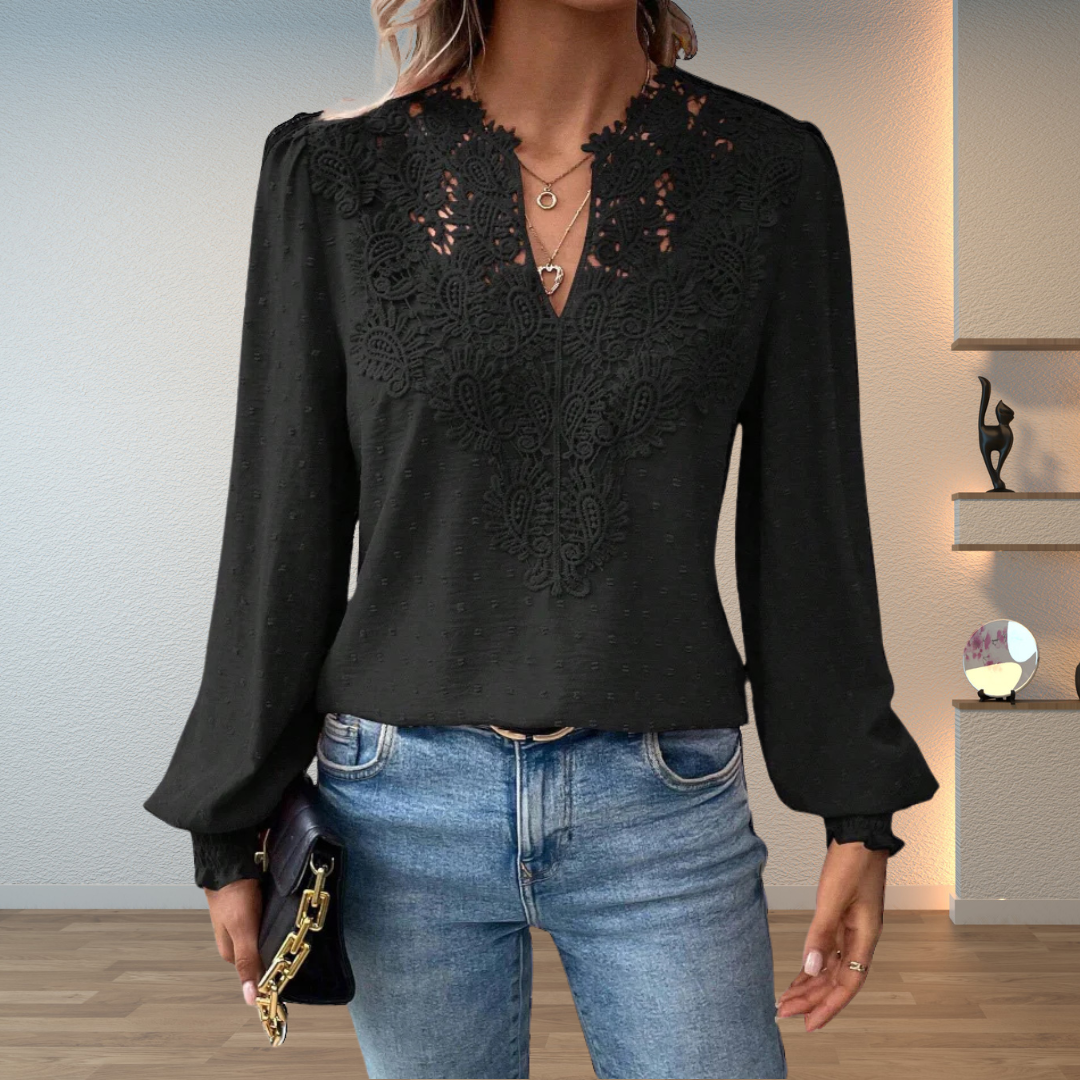Nyra | Women's Lace Detail Long Sleeve Blouse