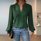 Nyra | Women's Lace Detail Long Sleeve Blouse