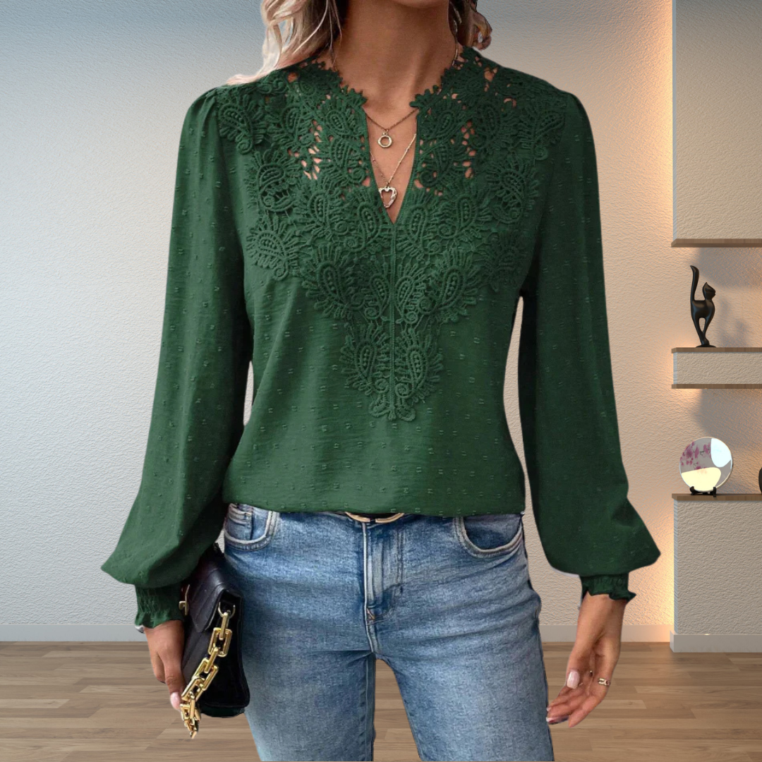 Nyra | Women's Lace Detail Long Sleeve Blouse