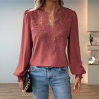 Nyra | Women's Lace Detail Long Sleeve Blouse